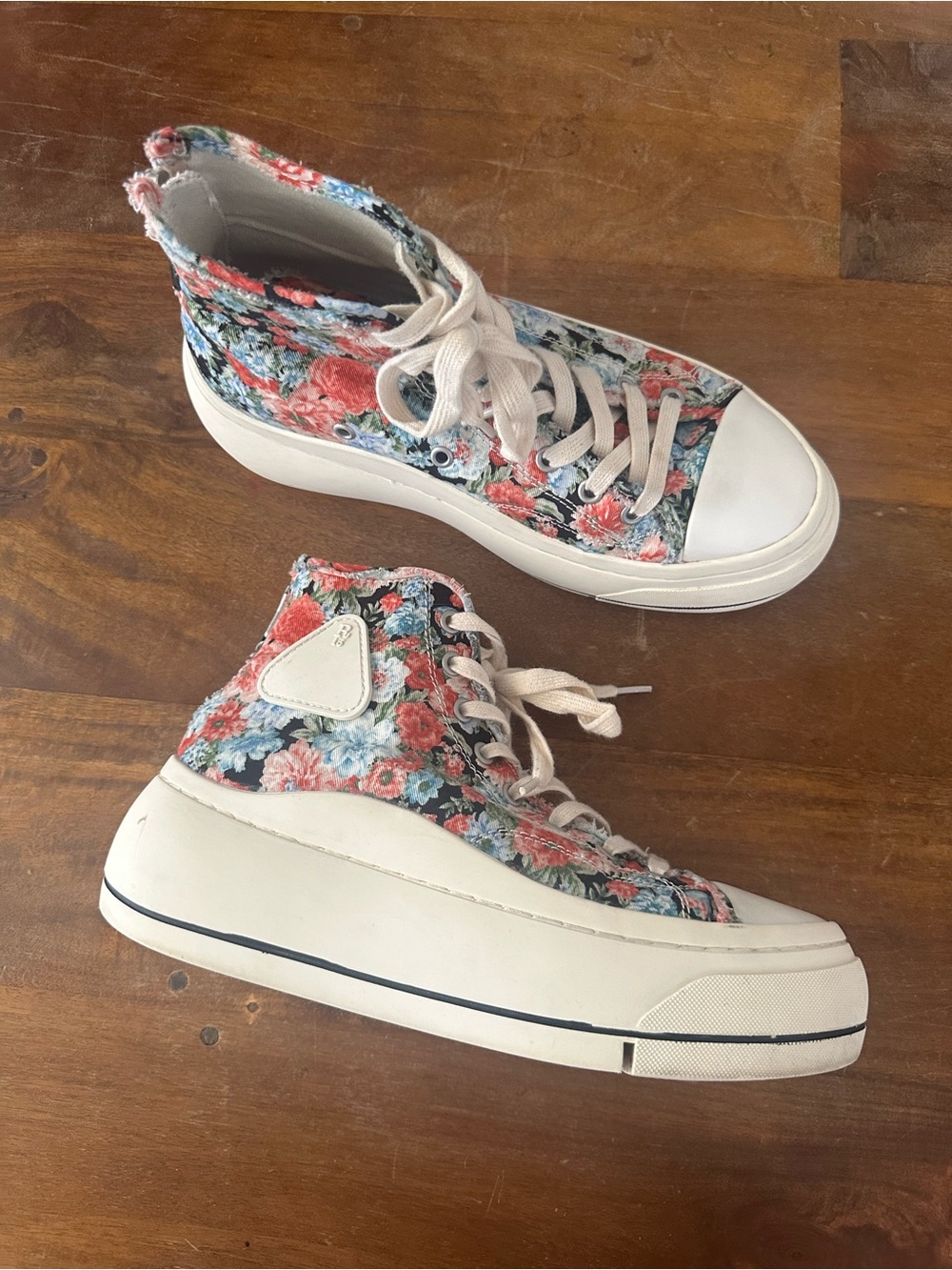R13 Floral Canvas High-Top Platform Sneakers Nordstrom Exclusive ladies size 9